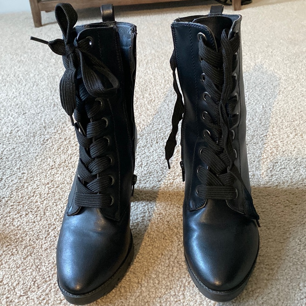 Black Heel Combat Boots